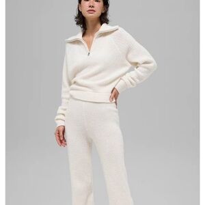(Set) ALO Yoga Cashmere Plush Waffle 1/4 Zip Pullover + High Waist Pant